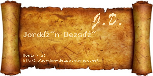 Jordán Dezső névjegykártya